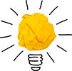 Yellow lightbulb made of crumpled paper